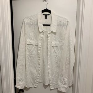 White, long sleeve eyelet blouse (Long Tall Sally)